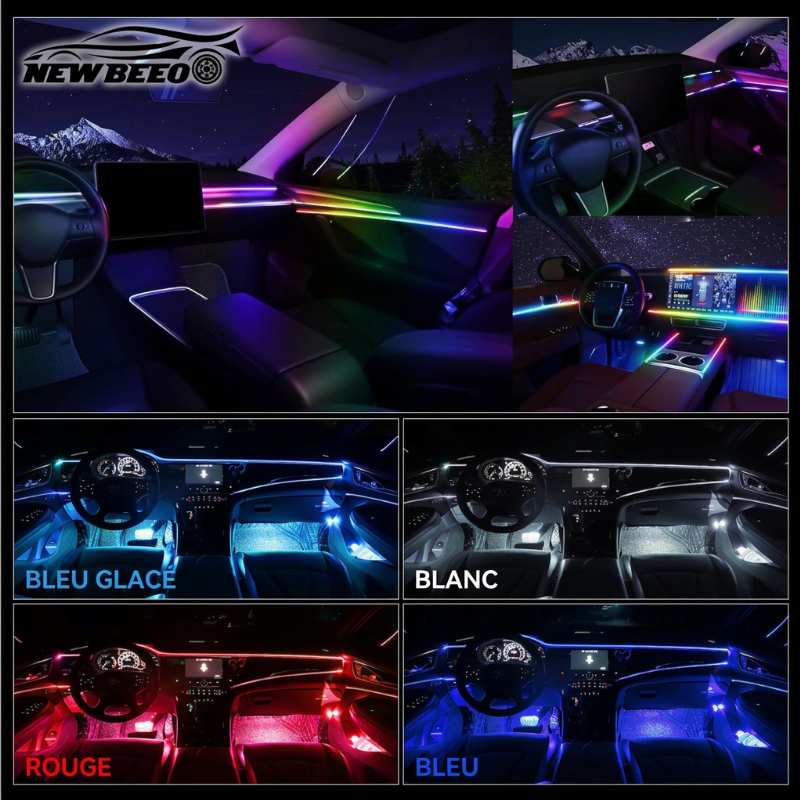 🎉 Promo –50% ! 🚘 Bande Lumineuse LED d'Ambiance pour Habitacle – Alimentation USB, Néon Flexible à Insérer, 3 Longueurs au Choix ✨