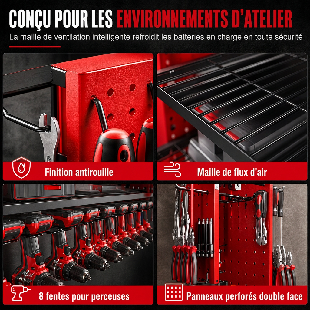 📢📢 50% DE RÉDUCTION !! ⏰ Support mural en fer robuste pour outils électriques et support de rangement pour perceuse de garage