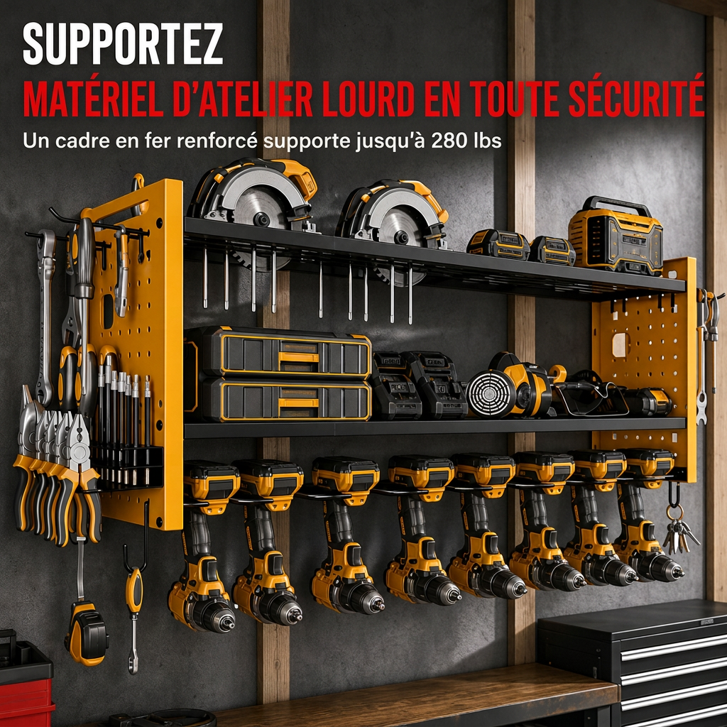 📢📢 50% DE RÉDUCTION !! ⏰ Support mural en fer robuste pour outils électriques et support de rangement pour perceuse de garage