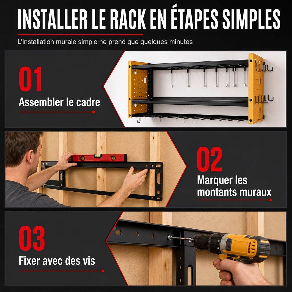 📢📢 50% DE RÉDUCTION !! ⏰ Support mural en fer robuste pour outils électriques et support de rangement pour perceuse de garage