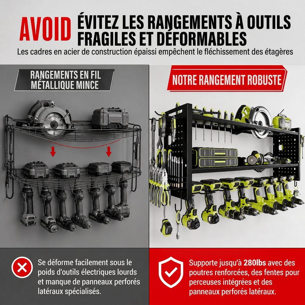 📢📢 50% DE RÉDUCTION !! ⏰ Support mural en fer robuste pour outils électriques et support de rangement pour perceuse de garage