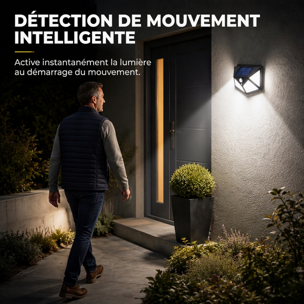 💡 Lampes Solaires à Détecteur de Mouvement — Éclairage LED Puissant, Étanche IP65 & Sans Fil ✨