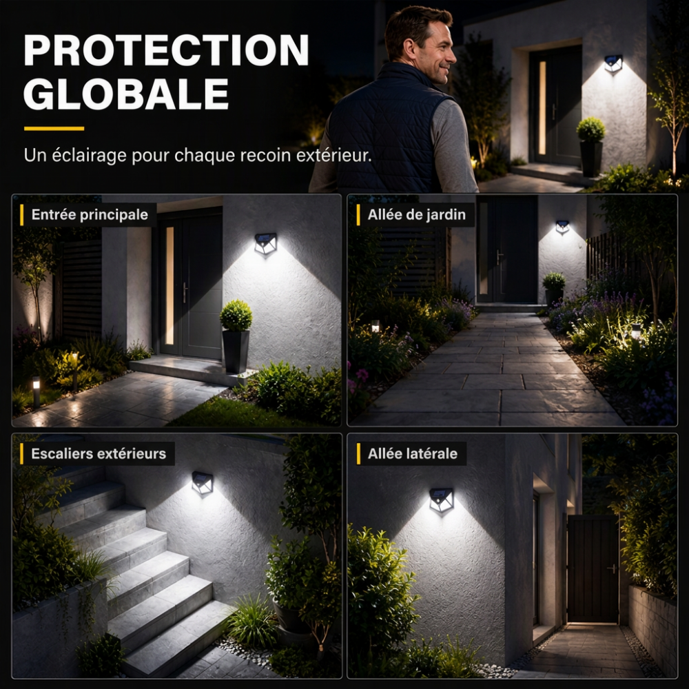 💡 Lampes Solaires à Détecteur de Mouvement — Éclairage LED Puissant, Étanche IP65 & Sans Fil ✨