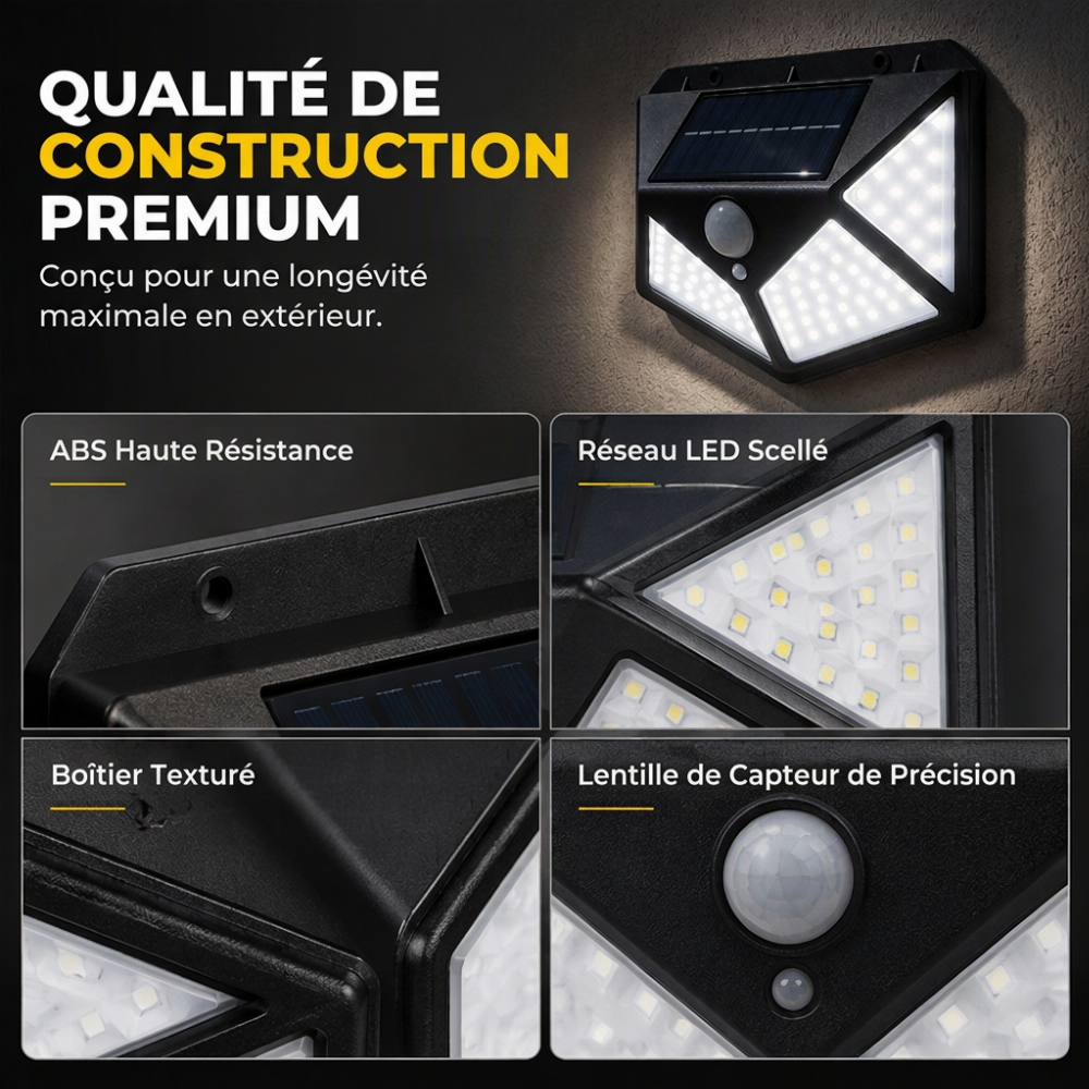 💡 Lampes Solaires à Détecteur de Mouvement — Éclairage LED Puissant, Étanche IP65 & Sans Fil ✨