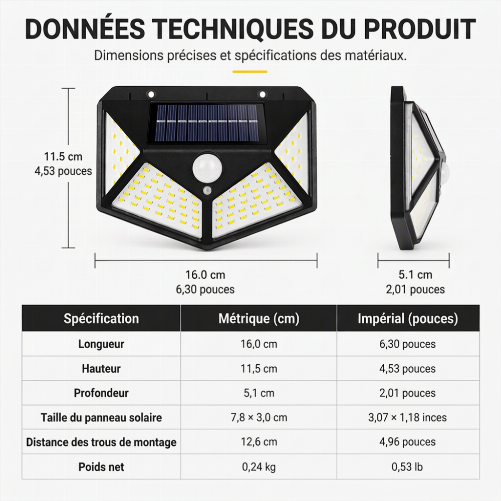 💡 Lampes Solaires à Détecteur de Mouvement — Éclairage LED Puissant, Étanche IP65 & Sans Fil ✨