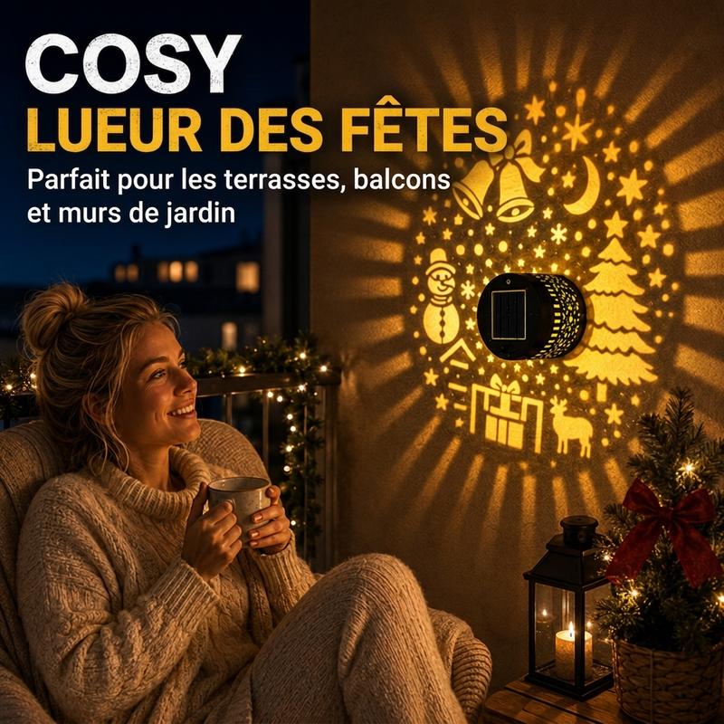 ☀️ Lampe murale solaire décorative : Motifs lumineux festifs, IP65, Allumage automatique la nuit