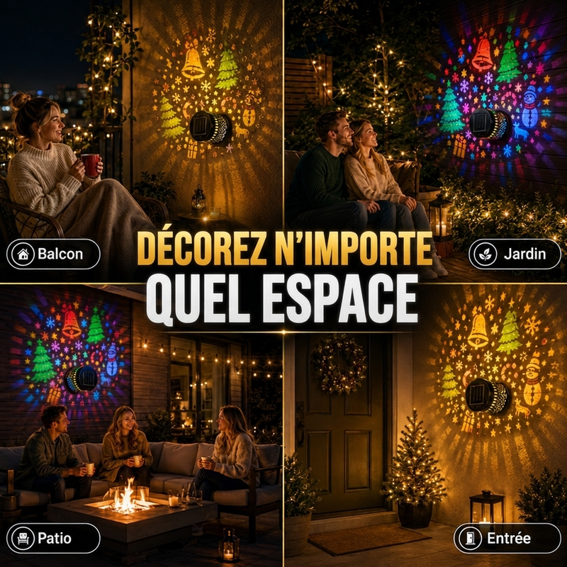 ☀️ Lampe murale solaire décorative : Motifs lumineux festifs, IP65, Allumage automatique la nuit