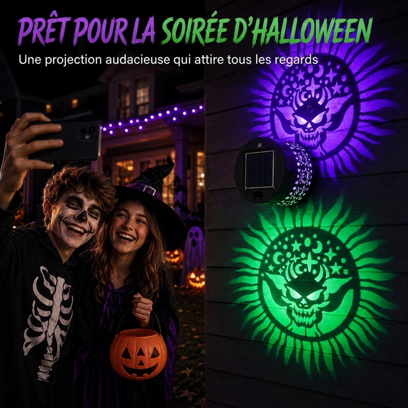 ☀️ Lampe murale solaire décorative : Motifs lumineux festifs, IP65, Allumage automatique la nuit