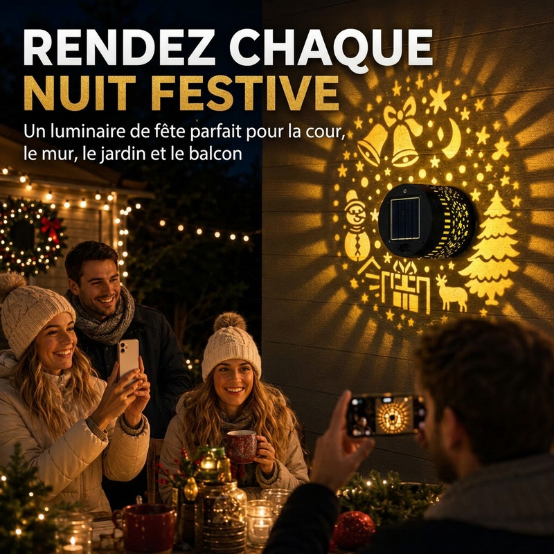 ☀️ Lampe murale solaire décorative : Motifs lumineux festifs, IP65, Allumage automatique la nuit
