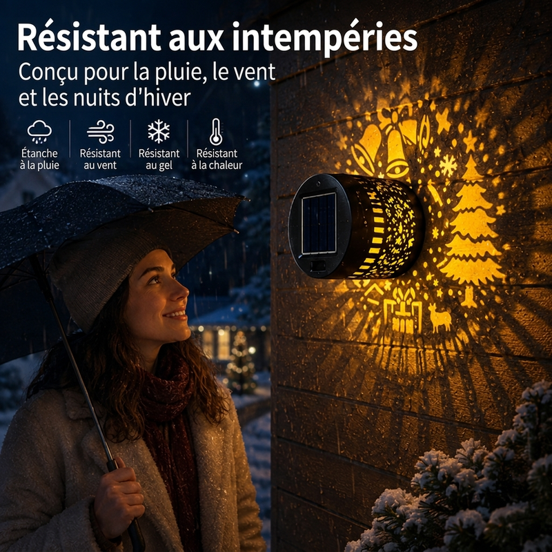☀️ Lampe murale solaire décorative : Motifs lumineux festifs, IP65, Allumage automatique la nuit