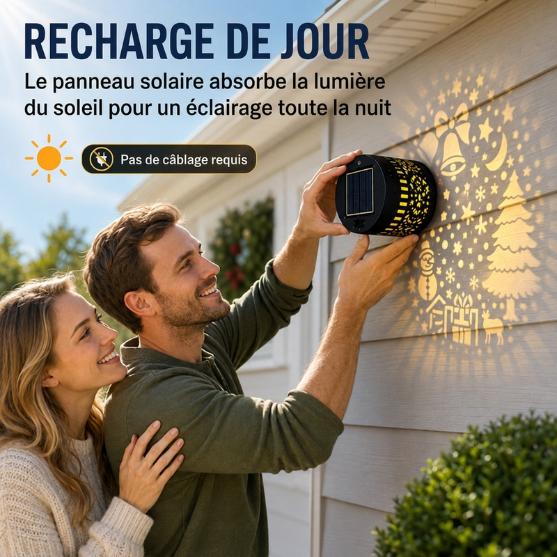 ☀️ Lampe murale solaire décorative : Motifs lumineux festifs, IP65, Allumage automatique la nuit