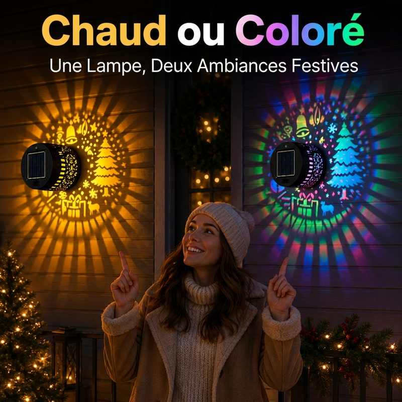 ☀️ Lampe murale solaire décorative : Motifs lumineux festifs, IP65, Allumage automatique la nuit