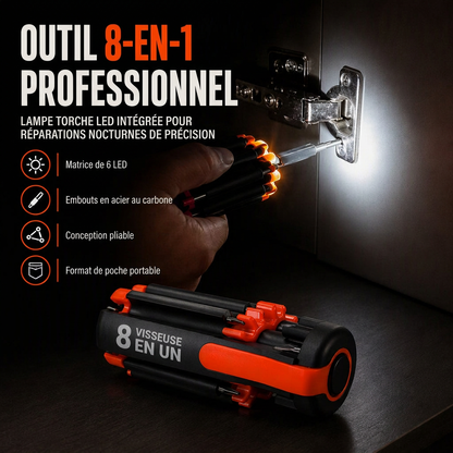 🎁 Nouveautés 2027 - Réduction de 66%💥 Tournevis pliable multi-embouts avec LED