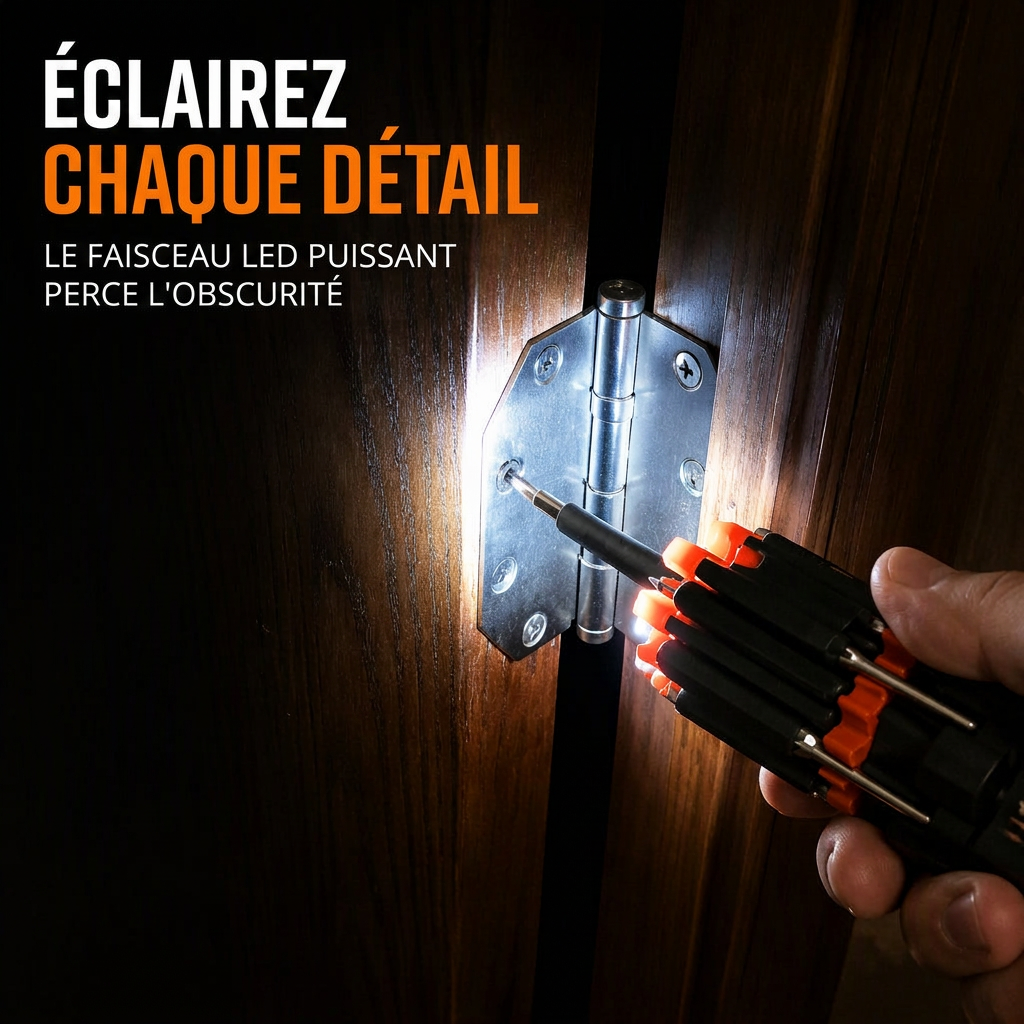 🎁 Nouveautés 2027 - Réduction de 66%💥 Tournevis pliable multi-embouts avec LED