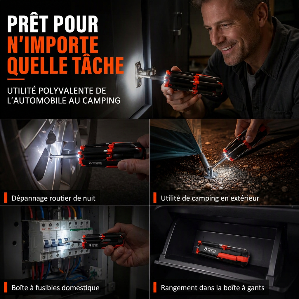 🎁 Nouveautés 2027 - Réduction de 66%💥 Tournevis pliable multi-embouts avec LED