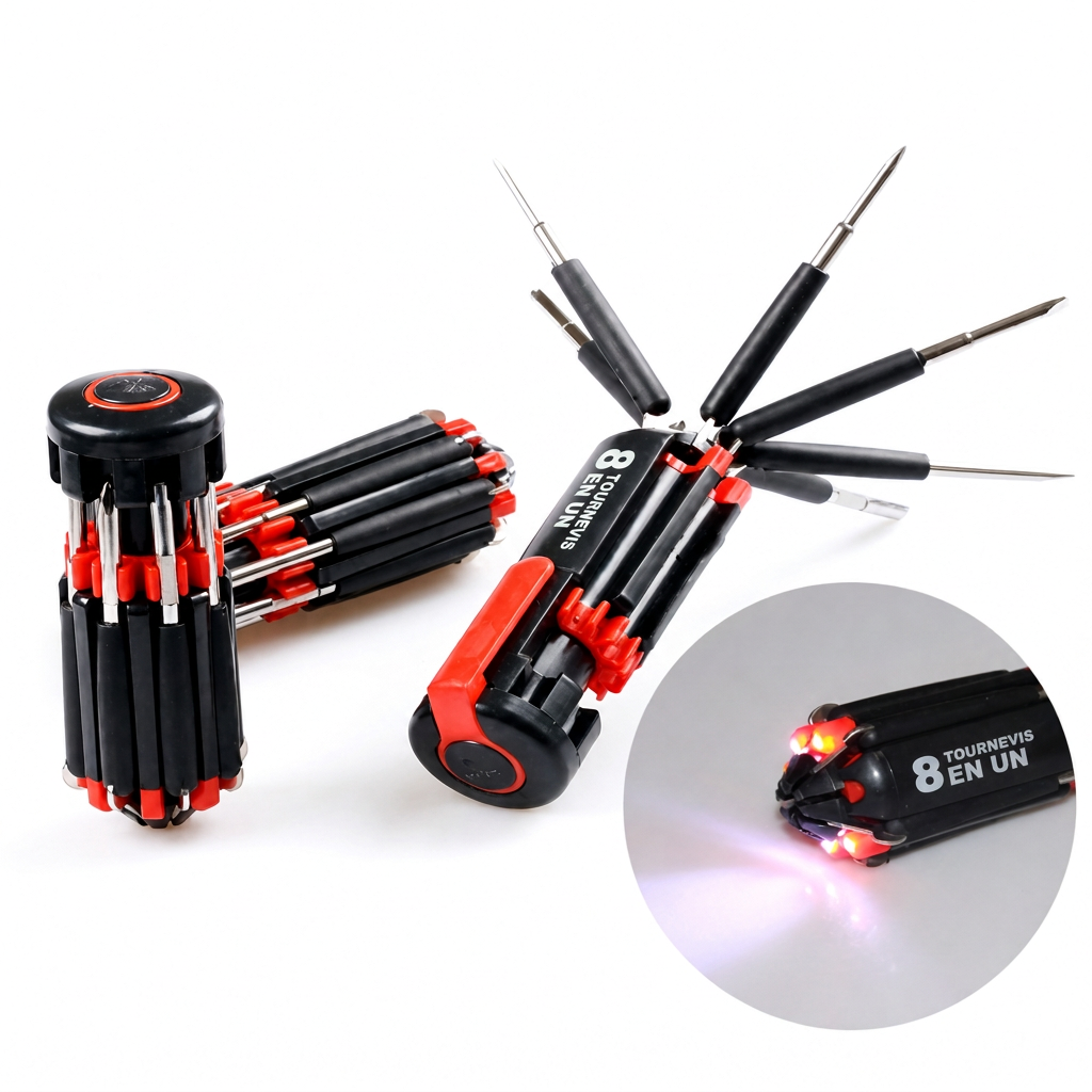 🎁 Nouveautés 2027 - Réduction de 66%💥 Tournevis pliable multi-embouts avec LED