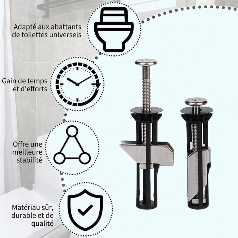 📢📢 -50% OFFERT POUR UNE DURÉE LIMITÉE⏰ Kit de boulons de fixation pour siège de toilettes renforcé