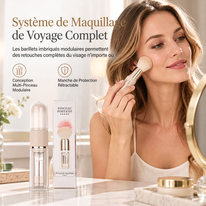 💄 OFFRE LIMITÉE : -50% ! 🪞 Ensemble de 5 brosses à maquillage rétractables et portables – Capsule de maquillage de voyage, poils synthétiques doux, outil compact pour retouches 👜