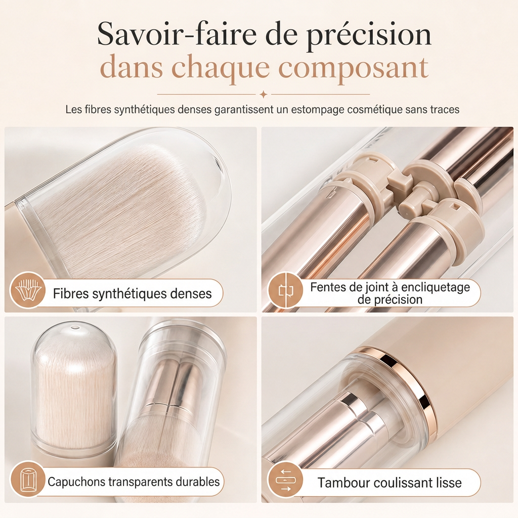 💄 OFFRE LIMITÉE : -50% ! 🪞 Ensemble de 5 brosses à maquillage rétractables et portables – Capsule de maquillage de voyage, poils synthétiques doux, outil compact pour retouches 👜