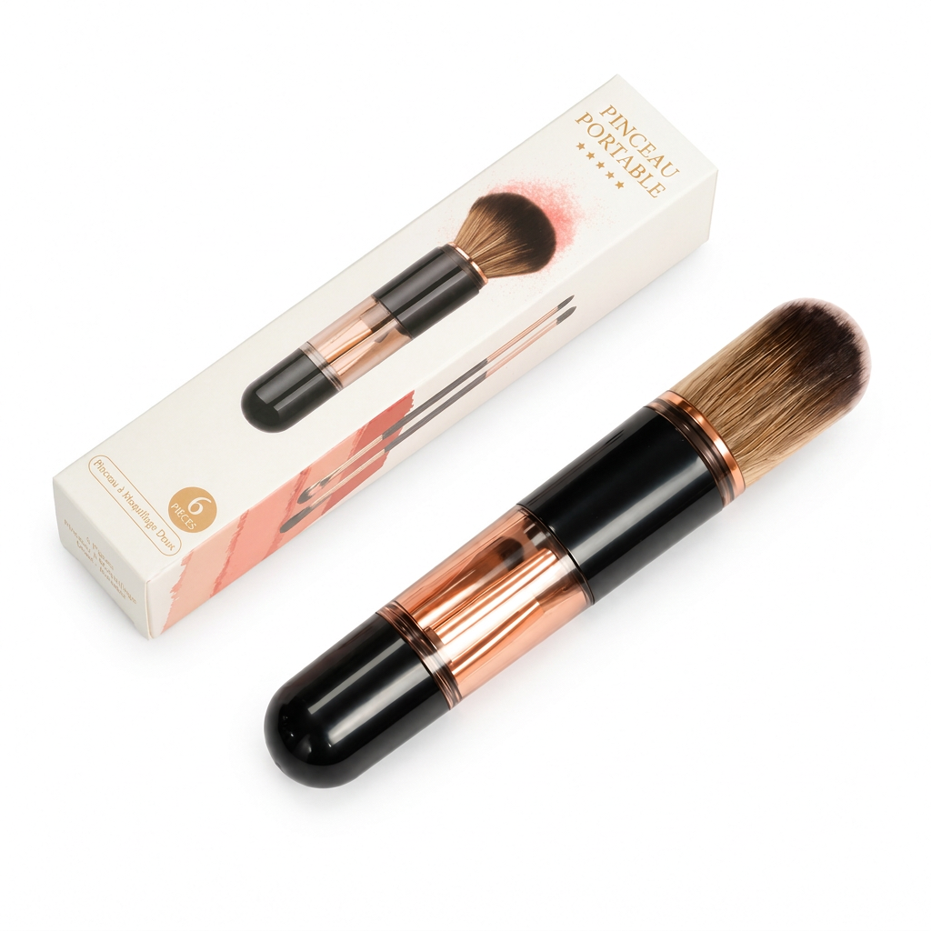 💄 OFFRE LIMITÉE : -50% ! 🪞 Ensemble de 5 brosses à maquillage rétractables et portables – Capsule de maquillage de voyage, poils synthétiques doux, outil compact pour retouches 👜
