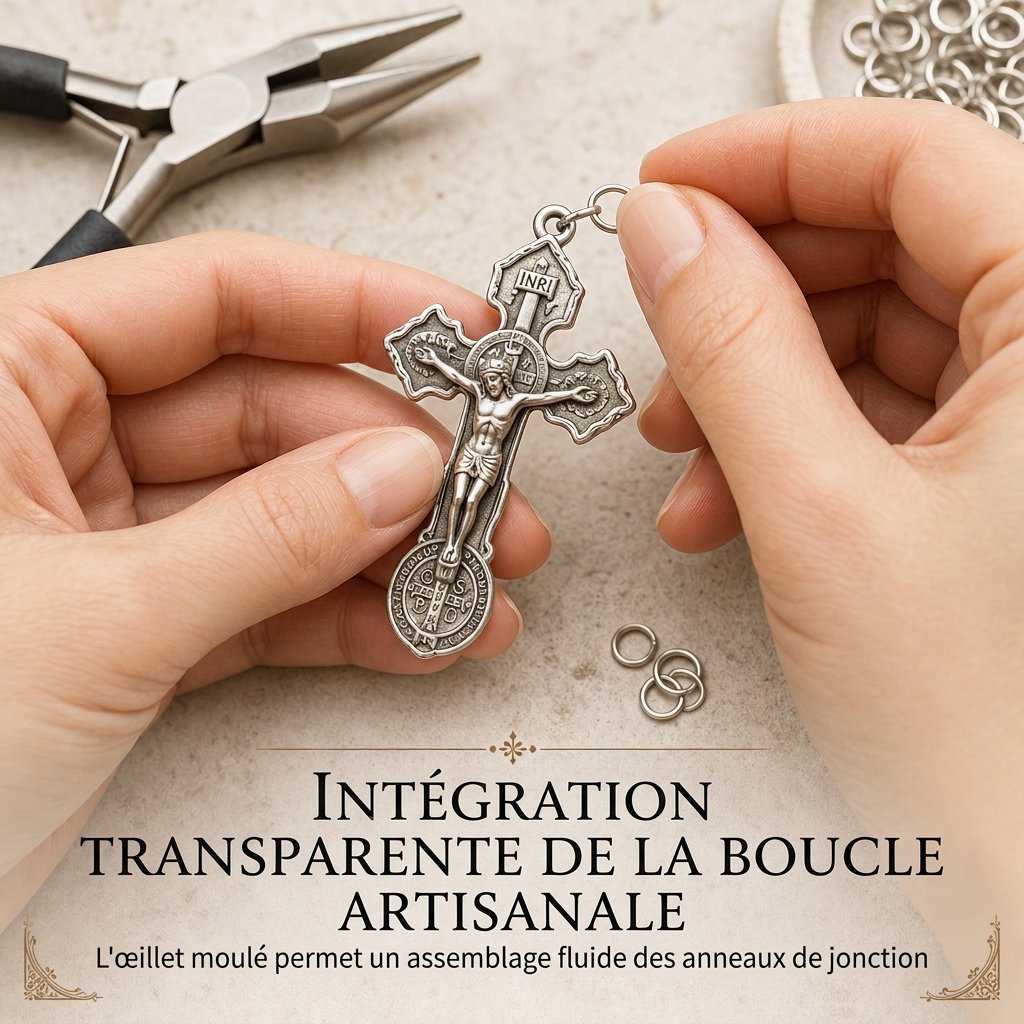 ✝️ Crucifix de Pardon en alliage de zinc avec médailles de Saint Benoît, breloque religieuse pour la création de bijoux