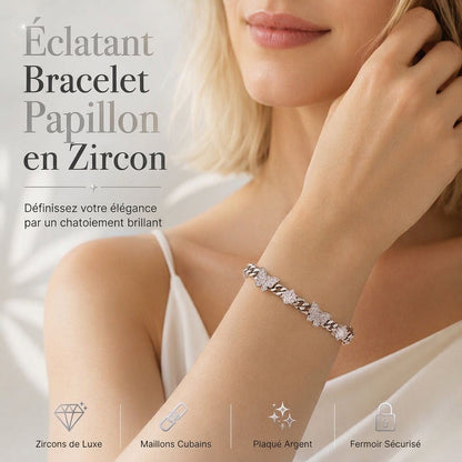 🦋 50% DE RÉDUCTION LIMITÉE ! 💎 Chaîne Cubaine Papillon en Zircon Glacé – Scintillant, Hypoallergénique, Fermoir Sécurisé