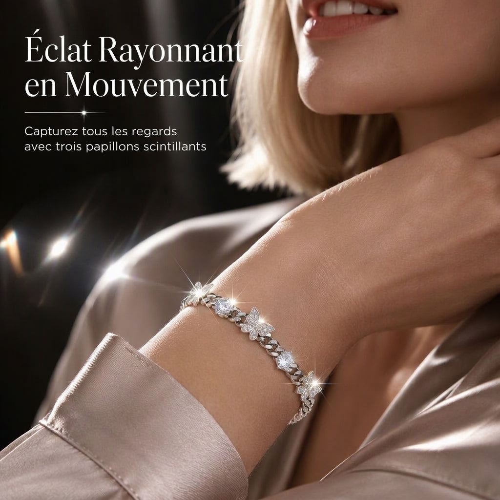 🦋 50% DE RÉDUCTION LIMITÉE ! 💎 Chaîne Cubaine Papillon en Zircon Glacé – Scintillant, Hypoallergénique, Fermoir Sécurisé