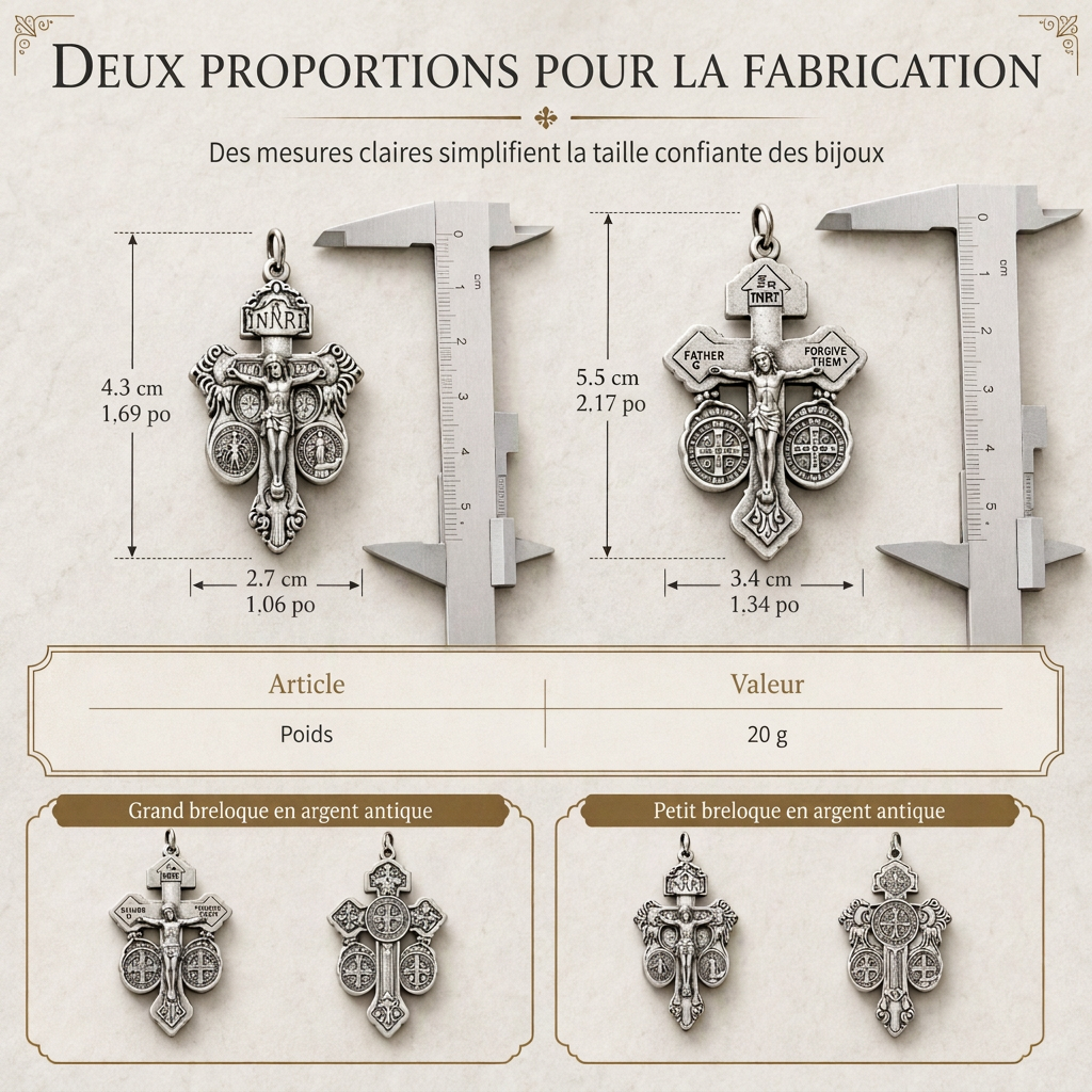 ✝️ Crucifix de Pardon en alliage de zinc avec médailles de Saint Benoît, breloque religieuse pour la création de bijoux