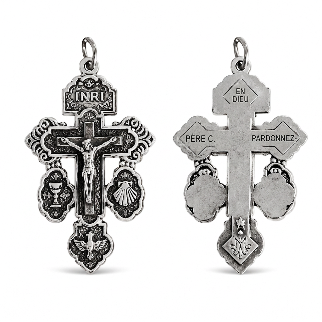 ✝️ Crucifix de Pardon en alliage de zinc avec médailles de Saint Benoît, breloque religieuse pour la création de bijoux