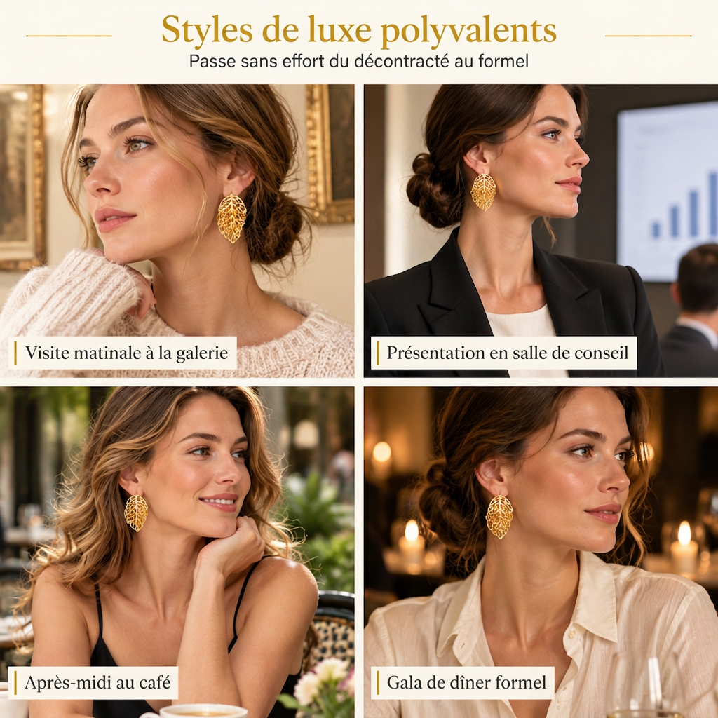 ⏳Offre spéciale à durée limitée ⏰Boucles d'oreilles double feuille plaquées or 18K – CZ étincelant, design à double port