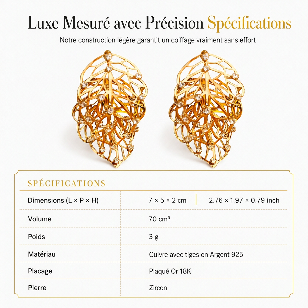 ⏳Offre spéciale à durée limitée ⏰Boucles d'oreilles double feuille plaquées or 18K – CZ étincelant, design à double port
