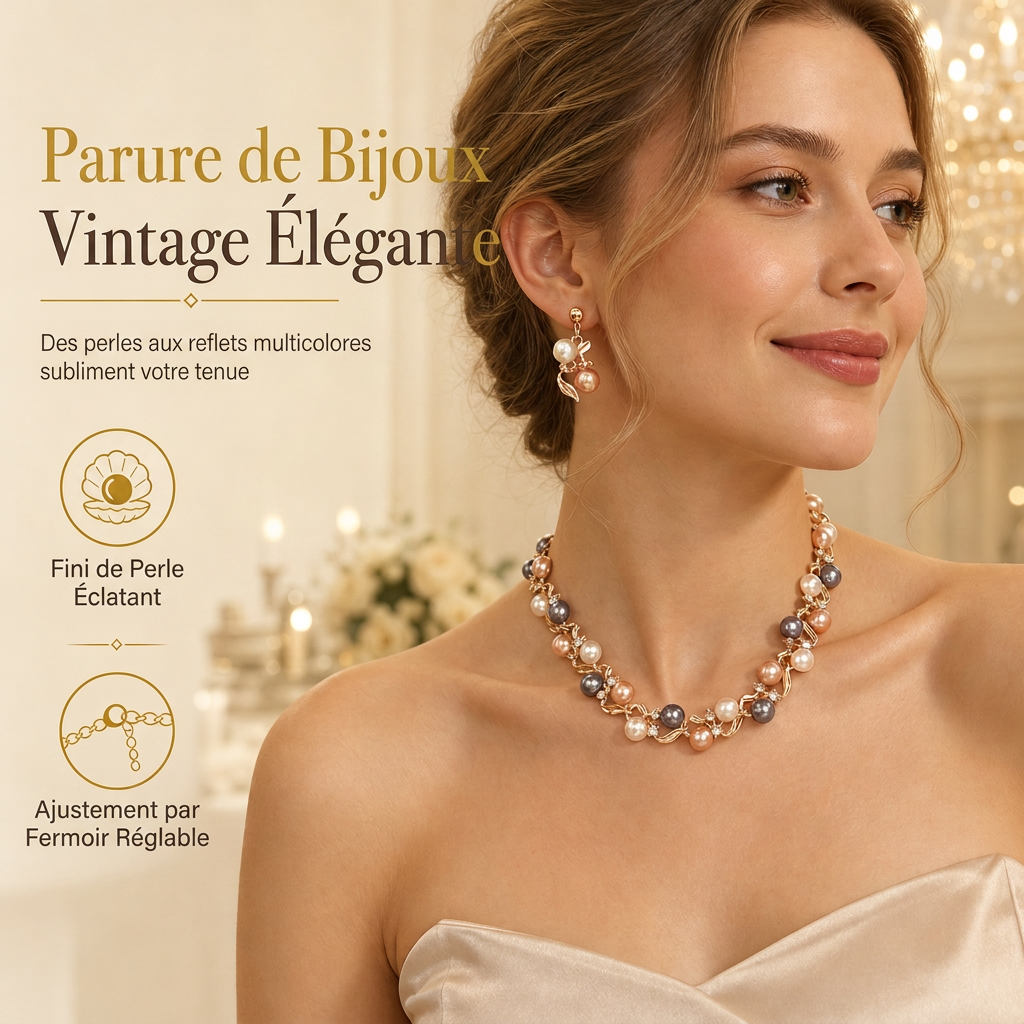🌸 OFFRE LIMITÉE : -50% ! ✨ Ensemble de bijoux floraux vintage – Perle et cristal, élégant, éclat durable 💫