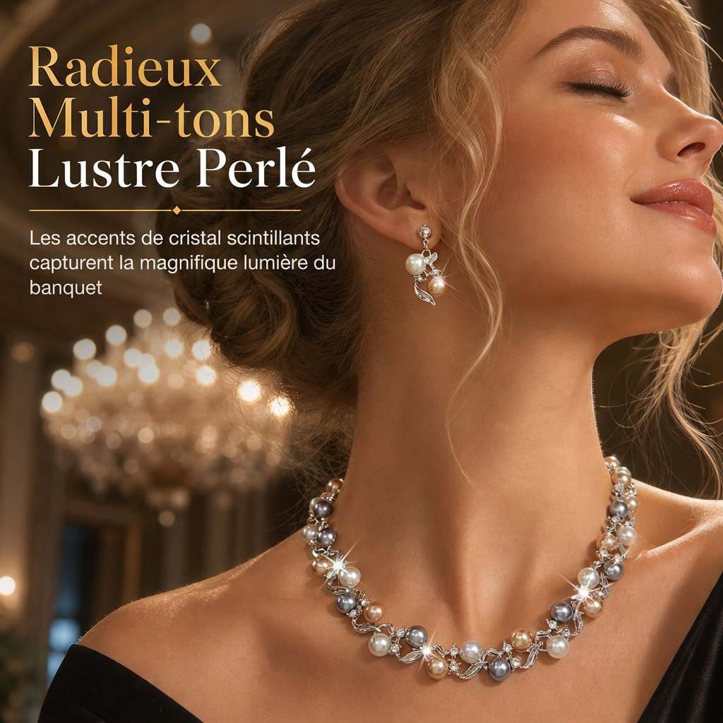 🌸 OFFRE LIMITÉE : -50% ! ✨ Ensemble de bijoux floraux vintage – Perle et cristal, élégant, éclat durable 💫