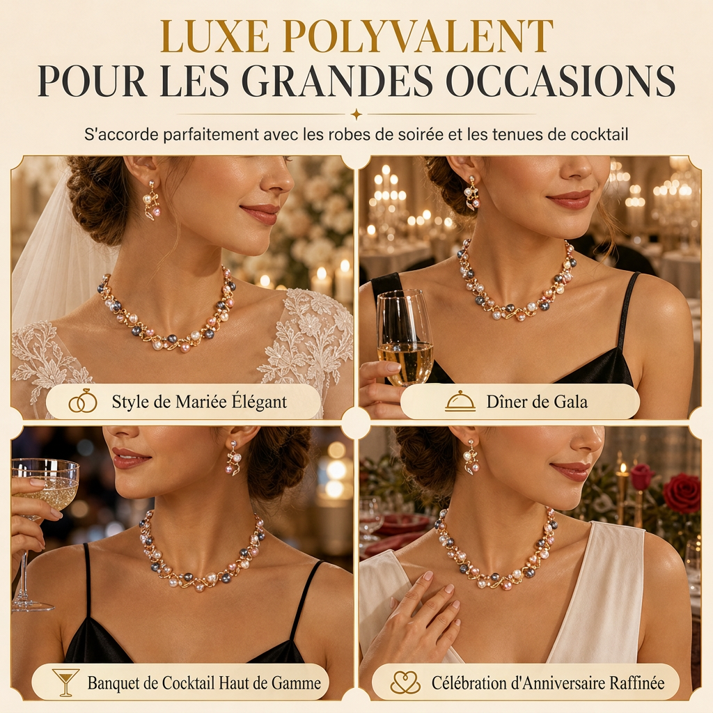 🌸 OFFRE LIMITÉE : -50% ! ✨ Ensemble de bijoux floraux vintage – Perle et cristal, élégant, éclat durable 💫