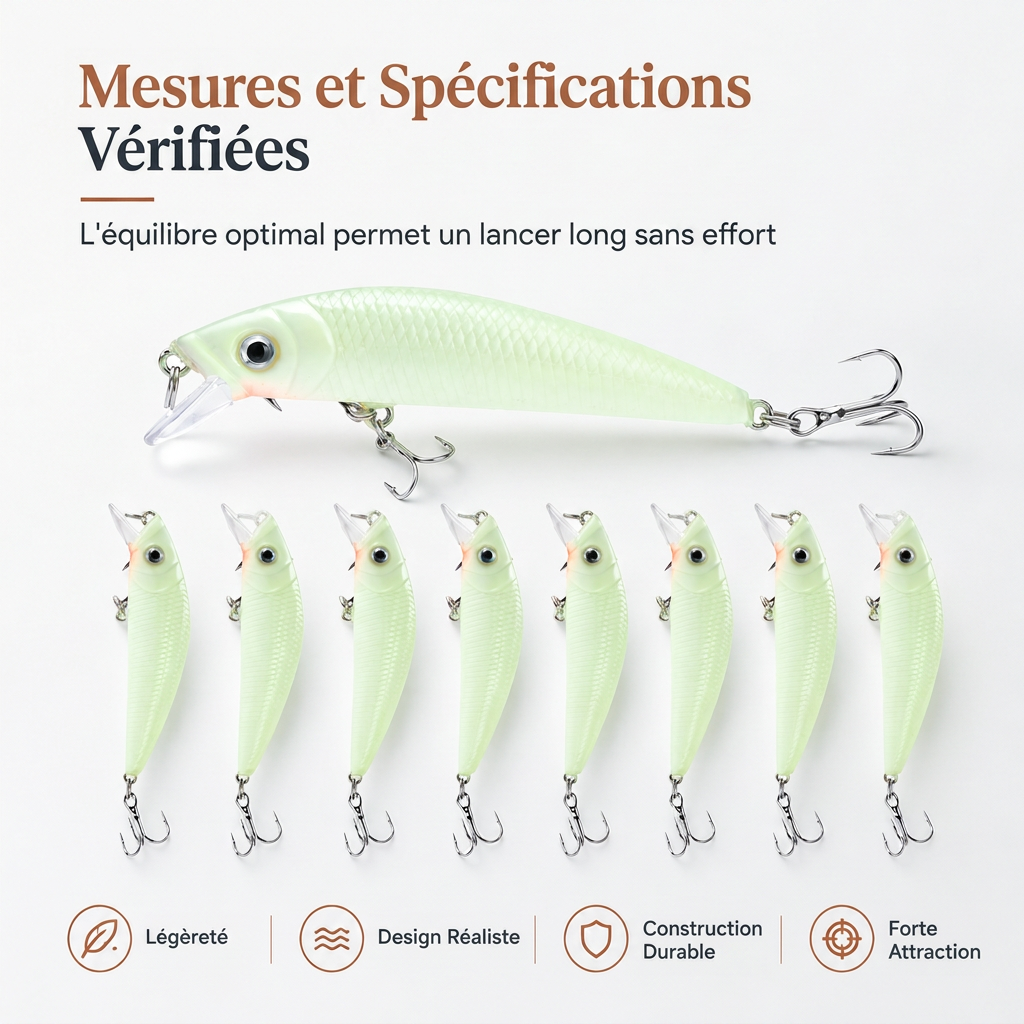 🎣 Leurre dur lumineux Minnow – Leurre de pêche nocturne 7cm 🌙✨