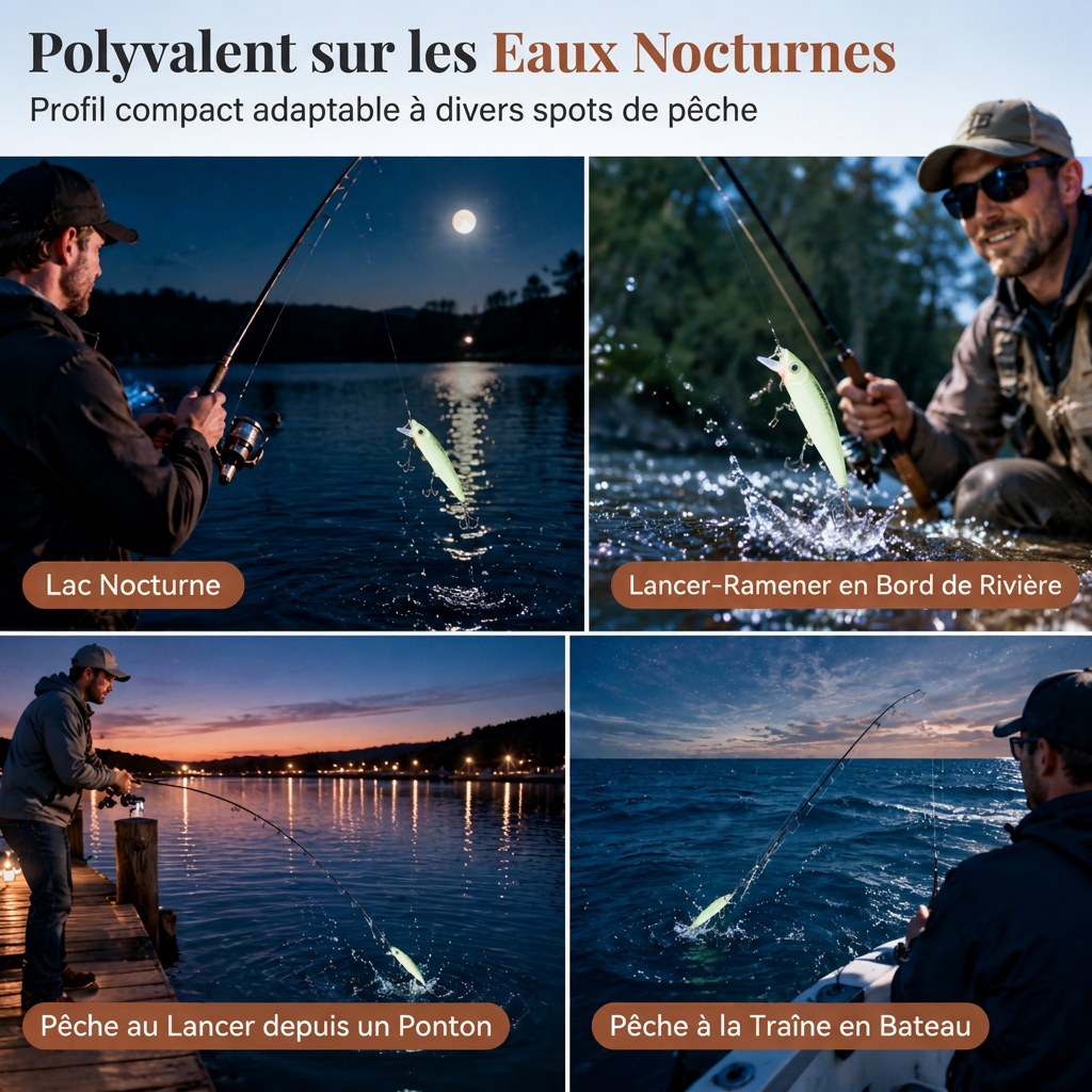 🎣 Leurre dur lumineux Minnow – Leurre de pêche nocturne 7cm 🌙✨