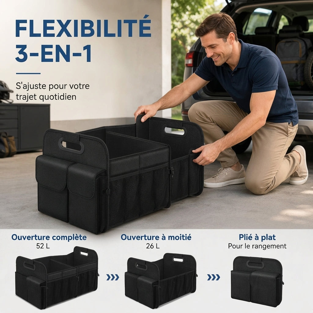 ⏳🔥 -50 % POUR UNE DURÉE LIMITÉE ! ⏰🚗 Organisateur de coffre de voiture pliable, étanche et de grande contenance – Boîte de rangement pliable pour SUV et berline 🧳✨