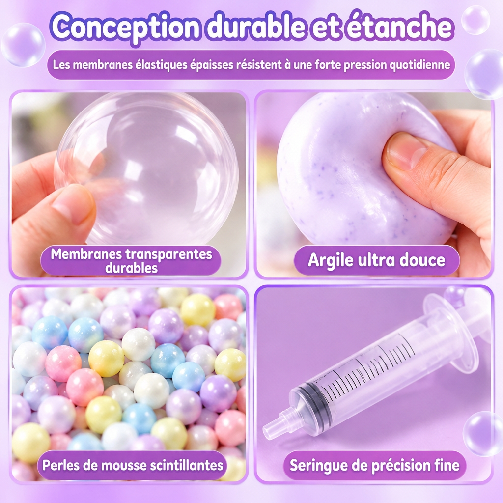 ⏰💞 Plus de 50 000 ventes ! 🧪 Kit de fabrication de balles anti-stress à presser DIY – mélangez de la pâte à modeler colorée et des éléments scintillants, un loisir anti-fuite et à remontée lente, sans dégât pour les enfants ! 🎨✅