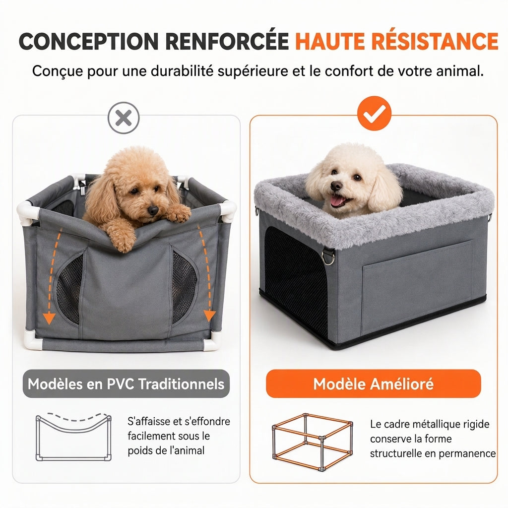 🐶 RÉDUCTION LIMITÉE DE 50% ! 🚗 Siège rehausseur robuste pour chien en voiture – Cadre en métal rigide, tissu Oxford imperméable et protection de siège 🛡️