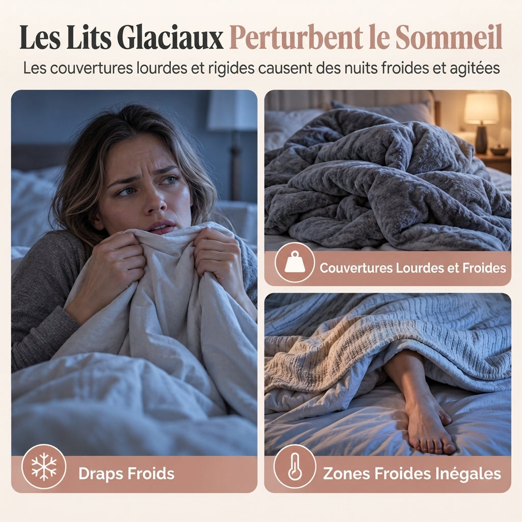 ❄️ Couverture d'hiver en velours double face flocon de neige : épaisse, chaude, grid cousue, 3 tailles