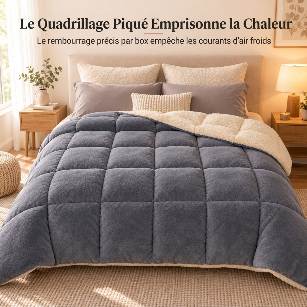 ❄️ Couverture d'hiver en velours double face flocon de neige : épaisse, chaude, grid cousue, 3 tailles