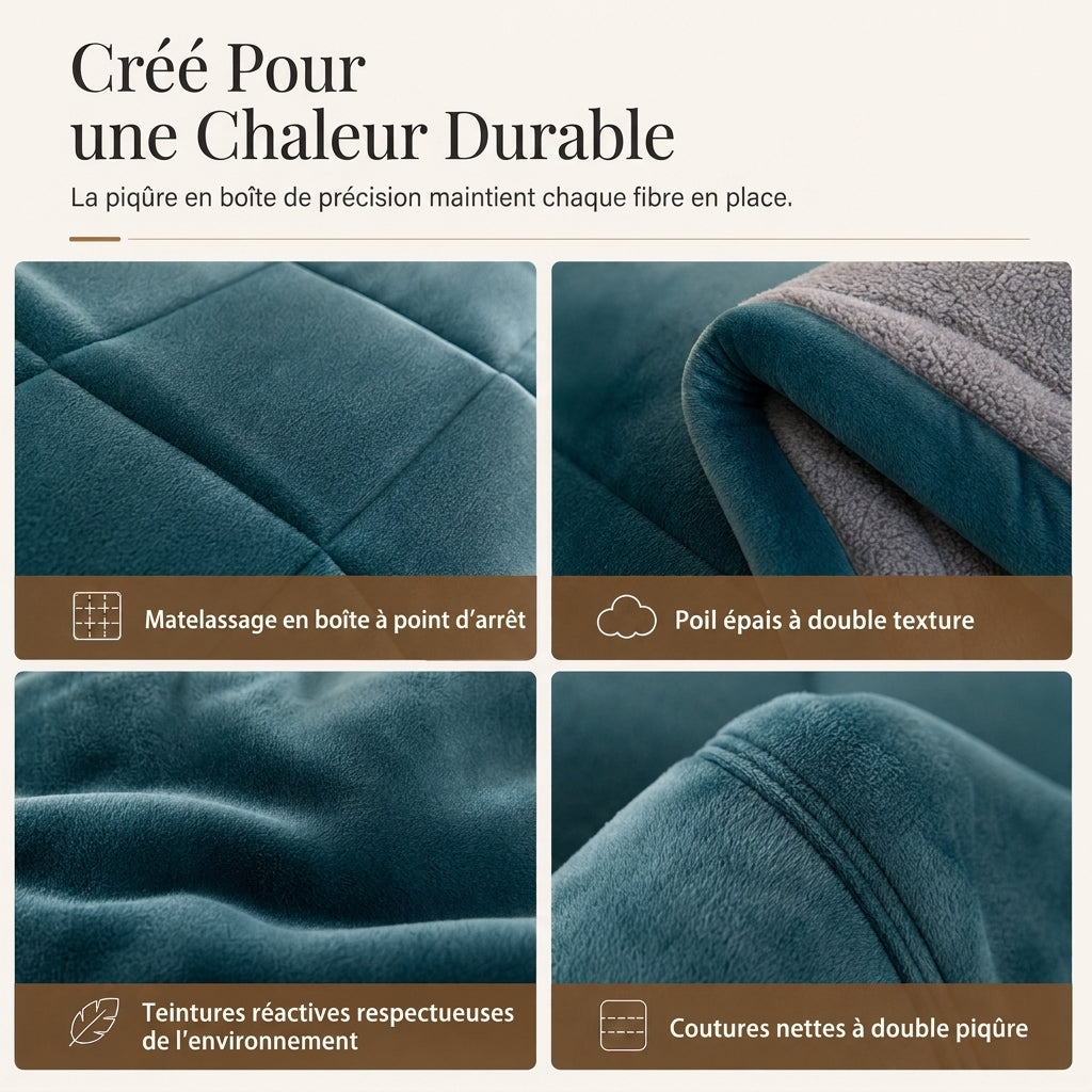 ❄️ Couverture d'hiver en velours double face flocon de neige : épaisse, chaude, grid cousue, 3 tailles