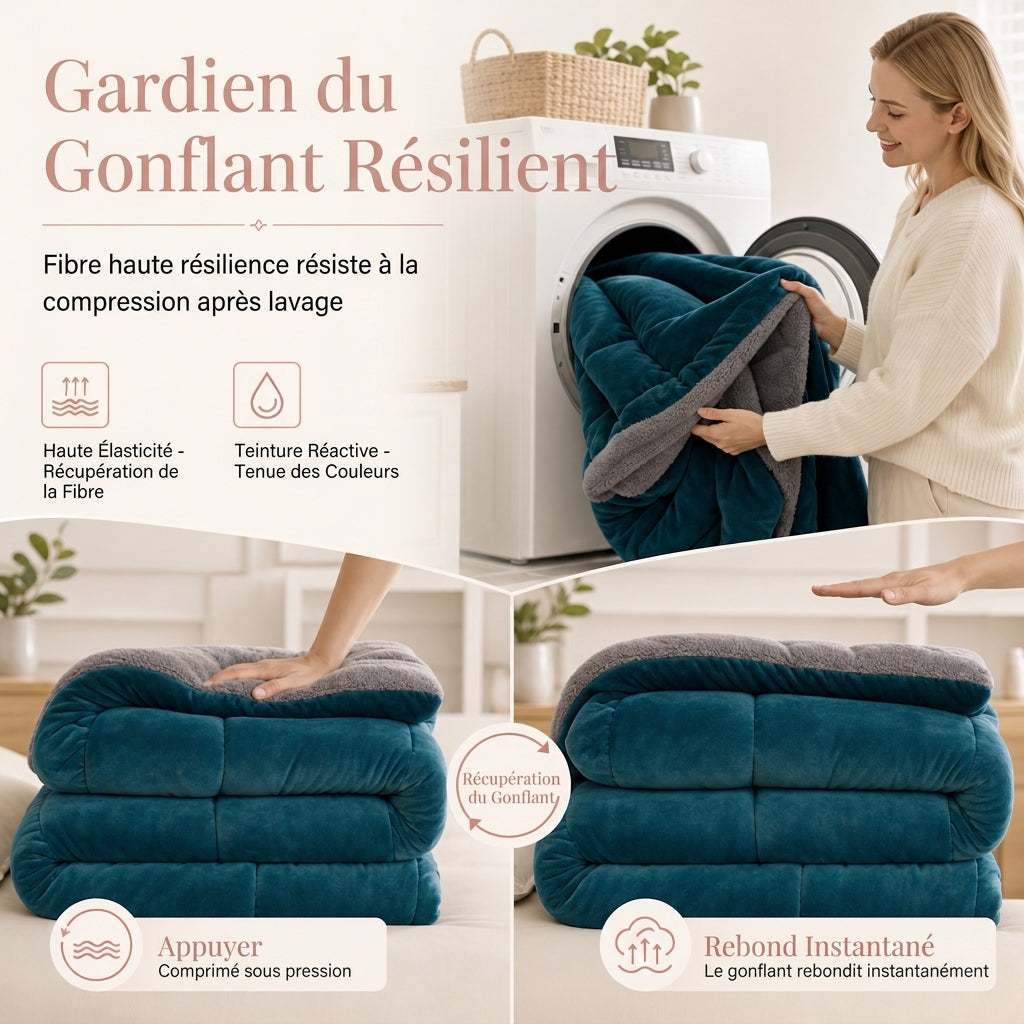 ❄️ Couverture d'hiver en velours double face flocon de neige : épaisse, chaude, grid cousue, 3 tailles