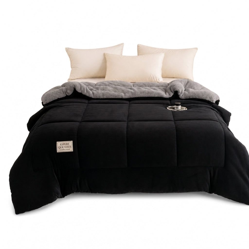 ❄️ Couverture d'hiver en velours double face flocon de neige : épaisse, chaude, grid cousue, 3 tailles