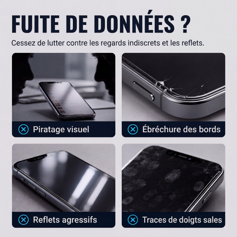 🛡️50% de réduction maintenant ! Protecteur d'écran de confidentialité pour iPhone, verre trempé 9H, anti-espion 30°, couverture complète 9D, suppression automatique de la poussière, installation sans bulles