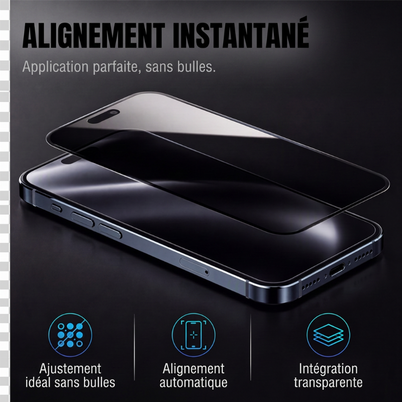 🛡️50% de réduction maintenant ! Protecteur d'écran de confidentialité pour iPhone, verre trempé 9H, anti-espion 30°, couverture complète 9D, suppression automatique de la poussière, installation sans bulles