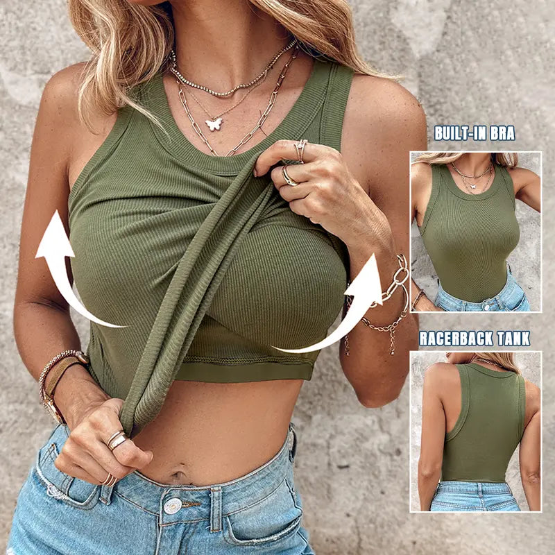 👗 50% DE RÉDUCTION 🔥 Débardeur côtelé avec soutien-gorge intégré – Coupe gainante & confort ultime – 6 couleurs – parfait sous une veste ou porté seul pour un look chic et pratique 👙