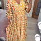🌸50 % de Réduction🔥Robe à fleurs à col en V – Élégante, légère & parfaite pour les journées ensoleillées👗